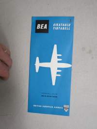 BEA British European Airways - Aikataulu / Tidtabell 20.4.-31.10.1958