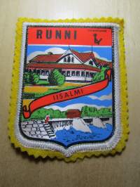 Runni Iisalmi -kangasmerkki / matkailumerkki / hihamerkki / badge -pohjaväri keltainen