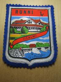 Runni Iisalmi -kangasmerkki / matkailumerkki / hihamerkki / badge -pohjaväri sininen