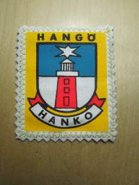 Hangö -Hanko -kangasmerkki / matkailumerkki / hihamerkki / badge -pohjaväri valkoinen