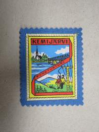 Kemijärvi - Pyhätunturi -kangasmerkki, matkailumerkki, hihamerkki, pohjaväri keltainen