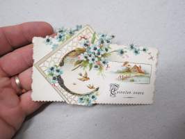 Toivotan onnea -kiiltokuva / kortti 1800-luvulta