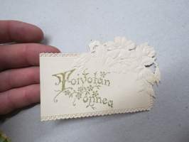Toivotan onnea -kiiltokuva / kortti 1800-luvulta