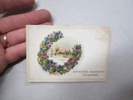 Sydämellinen onnentoivotus Nimipäivänä -kiiltokuva / kortti 1800-luvulta