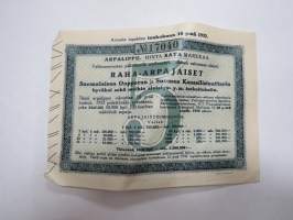 Raha-arpa, Raha-arpajaiset / Penninglotteriet, lottsedel toukokuu 1932 nr 17040 -lottery ticket