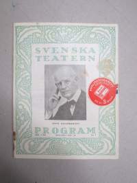 Svenska Teatern Helsingfors program spelåret 1933-34 Den spanska näktergalen, Hans nåds testamente, Vildfåglar, Polskt blod, Cyrano de Bergerac -käsiohjelma