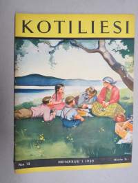 Kotiliesi 1935 nr 13, 1.7.1935, Kansi Martta Wendelin, Raakaravinto, Puutarha oleskelupaikkana, Taimet avomaalla, Eri säilömismenetelmistä, Matkalaukkuja, ym.