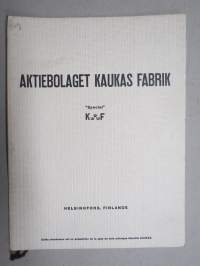 Kaukas - ranskankielinen tehdasesittely, eripainos 1930, erikoiset selluarkista valmistetut kannet 