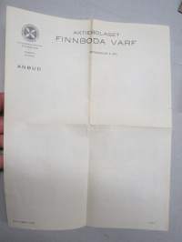 Aktiebolaget Finnboda Varf - Anbud 1949 -formulär / tarjouspyyntölomake