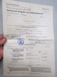 Antrag auf Ausgabe von Schülerfahrkarten zwischen Grenze und Nürnberg Sep. 1950 -kuittilomake