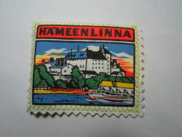 Hämeenlinna -kangasmerkki / matkailumerkki / hihamerkki / badge -pohjaväri valkoinen