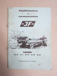 JF traktoriperävaunu AV 25, AV 3, AV 35, AV 40, AV 50 -käyttöohjekirja ja varaosaluettelo