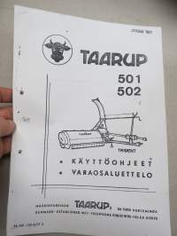 Taarup 501, 502 Trident - käyttöohjeet, varaosaluettelo