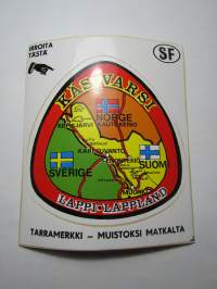 Lappi - Käsivarsi - Lappland -tarra, matkamuistotarra 1970-luvulta