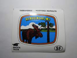 Hirvensalmi -tarra, matkamuistotarra 1970-luvulta