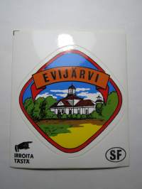 Evijärvi -tarra, matkamuistotarra 1970-luvulta