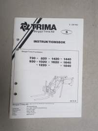 Trima / Bergsjö frontlastare 730, 820, 1420, 1440, 930, 1020, 1620, 1640, 1220, 1840 Instruktionsbok -kuormaaja, käyttöohjekirja ruotsiksi
