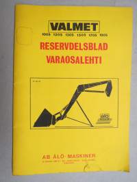 Valmet 1005, 1205, 1305, 1505, 1705, 1805 kuormaaja -varaosaluettelo / reservdelsblad