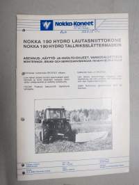 Nokka 190 Hydro lautasniittokone - talriksslåttermaskin  -asennus- käyttö- ja huolto-ohjekirja, varaosaluettelo / monterings-, bruks- och serviceanvisningar, reservd