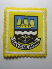 Savonlinna -kangasmerkki / matkailumerkki / hihamerkki / badge -pohjaväri keltainen