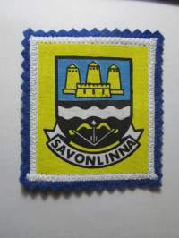 Savonlinna -kangasmerkki / matkailumerkki / hihamerkki / badge -pohjaväri sininen