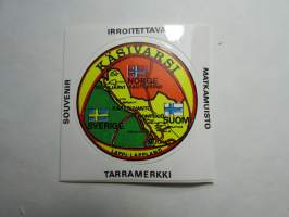 Käsivarsi -tarra, matkamuistotarra 1970-luvulta