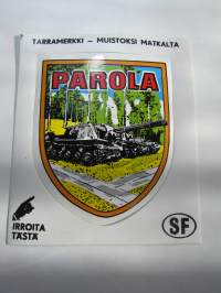 Parola -tarra, matkamuistotarra 1970-luvulta