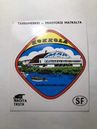 Kokkola - Gamlakarleby -tarra, matkamuistotarra 1970-luvulta