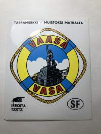 Vaasa - Vasa -tarra, matkamuistotarra 1970-luvulta