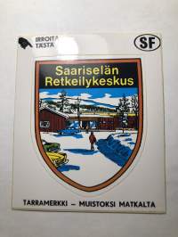 Saariselän Retkeilykeskus -tarra, matkamuistotarra 1970-luvulta