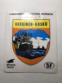 Kaskinen -Kaskö -tarra, matkamuistotarra 1970-luvulta