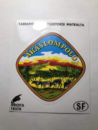 Äkäslompalo -tarra, matkamuistotarra 1970-luvulta