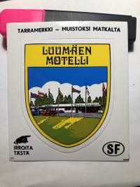 Luumäen motelli -tarra, matkamuistotarra 1970-luvulta