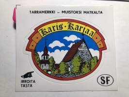 Karis -Karjaa -tarra, matkamuistotarra 1970-luvulta