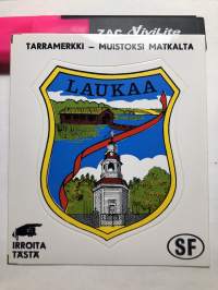 Laukaa -tarra, matkamuistotarra 1970-luvulta