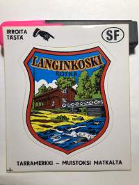 Langinkoski Kotka -tarra, matkamuistotarra 1970-luvulta