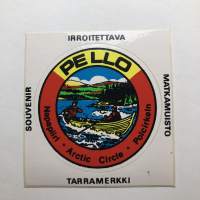 Pello Napapiiri -tarra, matkamuistotarra 1970-luvulta