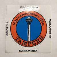 Näsinneula - korkeus 124m, Tampere -tarra, matkamuistotarra 1970-luvulta