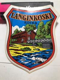 Langinkoski Kotka -tarra, matkamuistotarra 1970-luvulta