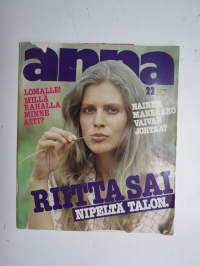Anna 1978 nr 22, 30.5.1978, Riitta Väisänen & Niilo Valtari, Puuta pesään, Ravit, Snellmanit tänään, Kaarina Tiainen, Harmony Sisters, Sirpa Bister, ym.