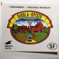 Sirola -opisto Hämeenlinna -tarra, matkamuistotarra 1970-luvulta