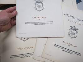 Herrgårdar i Finland - Tawastland I-VI (hela serie) -hämäläiset kartanot vihkopainos, koko sarja, kartanoiden nimet näkyvät kohteen kuvista