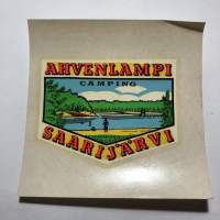 Ahvenlampi - Camping - Saarijärvi -siirtokuva / vesisiirtokuva / dekaali -1960-luvun matkamuisto