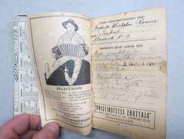 Työväen taskukirja 1927 -kalenteri, muistikirja, artikkeleita, mainoksia