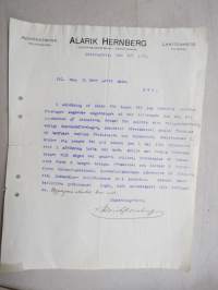 Advokatbyrå Alarik Hernberg, Helsingfors -Helsinki, 8.5.1912 -asiakirja