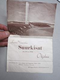 Suomen Voimistelun Suurkisat 16-19.6.1938 Ohjelma, kansikuva Olympiastadion - Helsinki