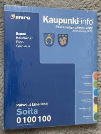 Espoo ja Kauniainen kaupunki-info ja Paikallishakemisto 2007 -kartta, kunnalliset palvelut, yrityshakemisto, toimialahakemisto / puhelinluettelo