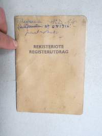 Volkswagen Kombiwagen 21/2400, 1961, HCD-54, 1. omistaja Tampereen Autola Oy - haltija Kaasupalvelu, Vatiala - Kangasala -rekisteriote / registerutdrag