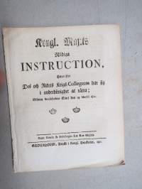 Kongl. Majestets... Instruction hwarefter Des och Rikets Krigs-Collegium har sig i underdånighet at rätta -asetus, Stockholm 1811