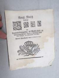 Kongl. Majestets... Bref Til Landshövdingarna, at Rusthållare ? få betunga theras Augments Hemman med större Utlagor... -asetus / säädös, Stockholm, 1692